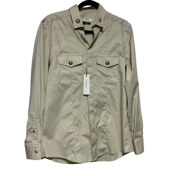 Versace Collection Trend Beige Military Shirt Made‎ in Italy CLG Auth 40